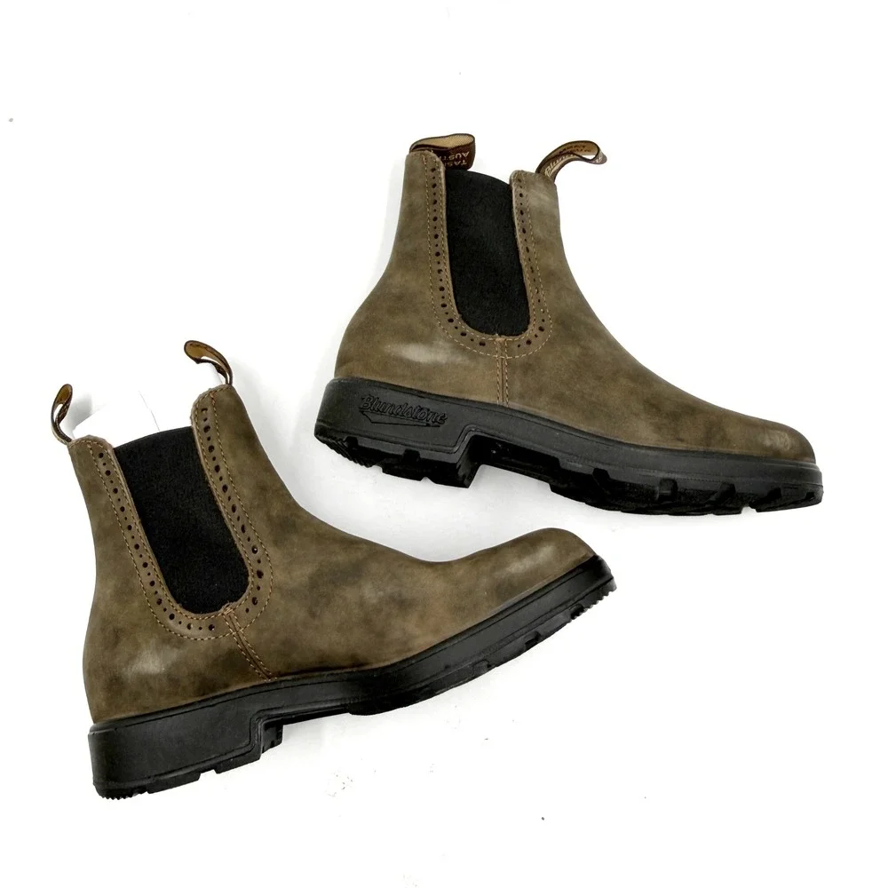 Blundstone 1351 Originals Chelsea Boots Rustic Brown Brogue Women US 8.5